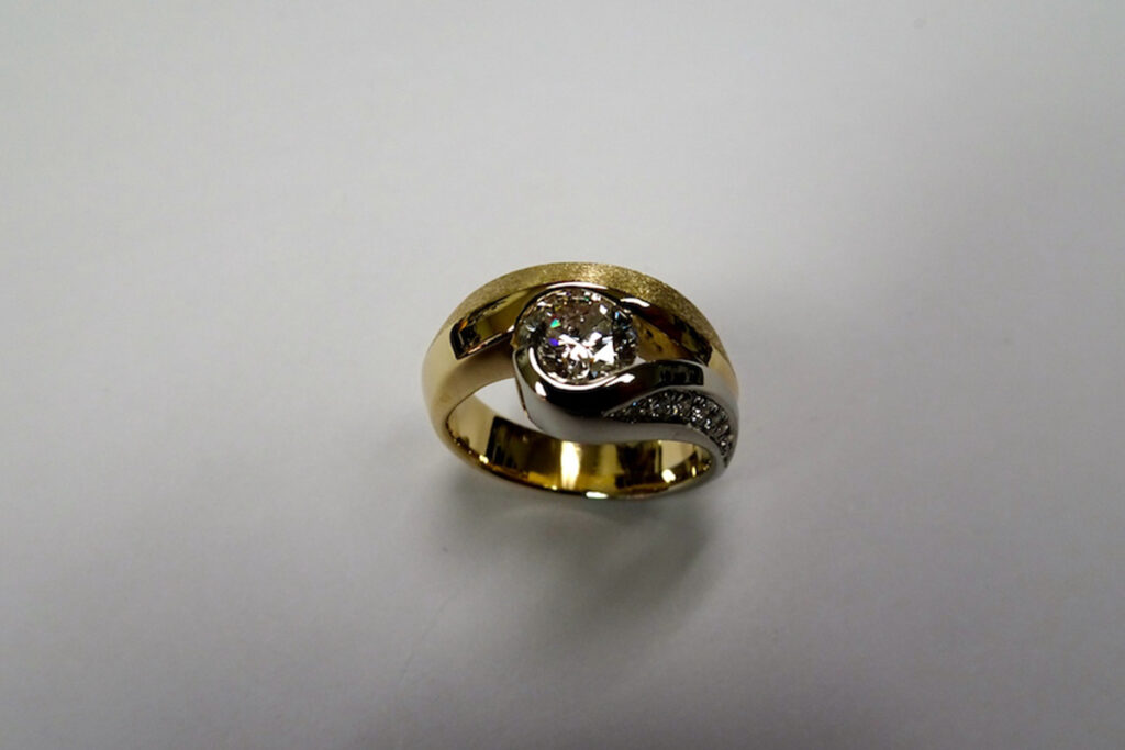 Channel Set Diamond in Yellow and White Gold