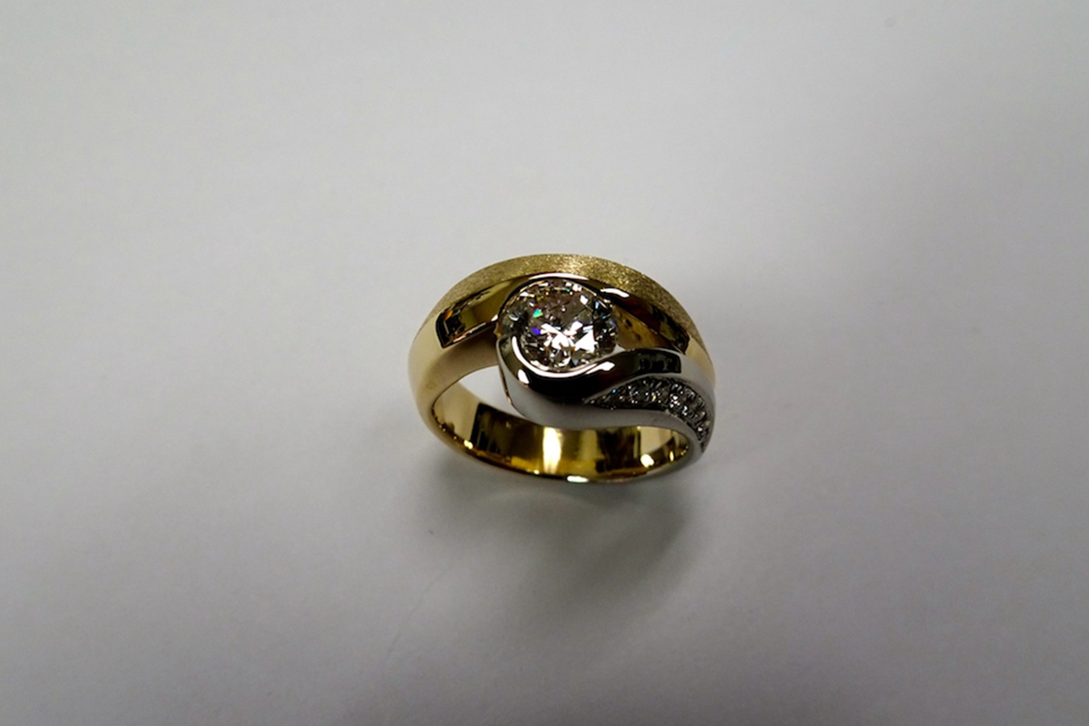 Channel Set Diamond in Yellow and White Gold