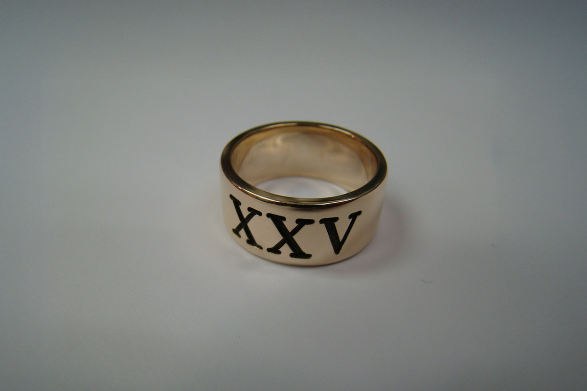 XXV Roman Numeral Anniversary Gold Ring