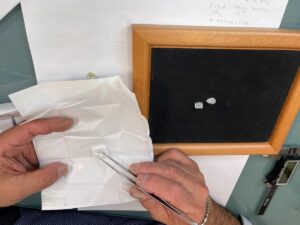 Goldsmith doing gemstones matching