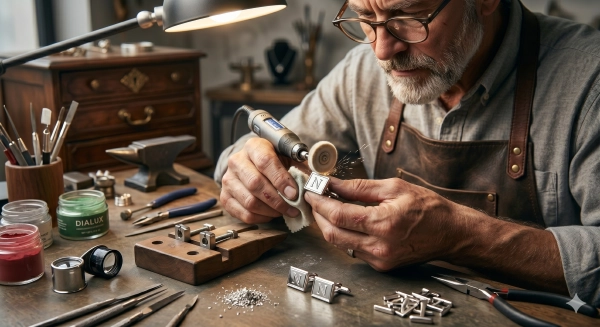 Craftsmanship behind custom cufflinks made from sterling silver