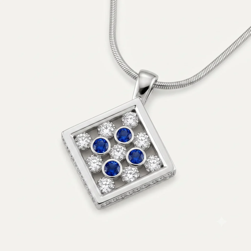 diamond necklace with blue sapphires