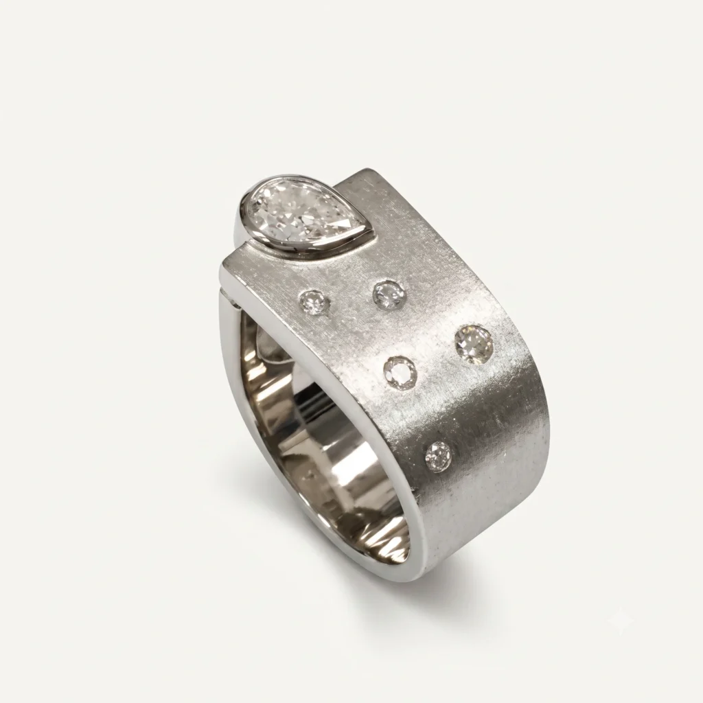 Bezel set pear shaped ring