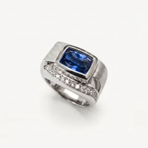 silver ring with sapphire