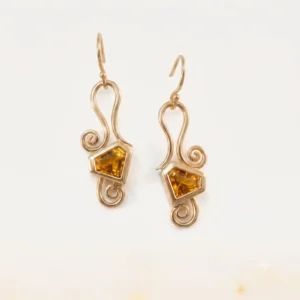 Yellow Gold Earrings with Bezel Set Citrine​
