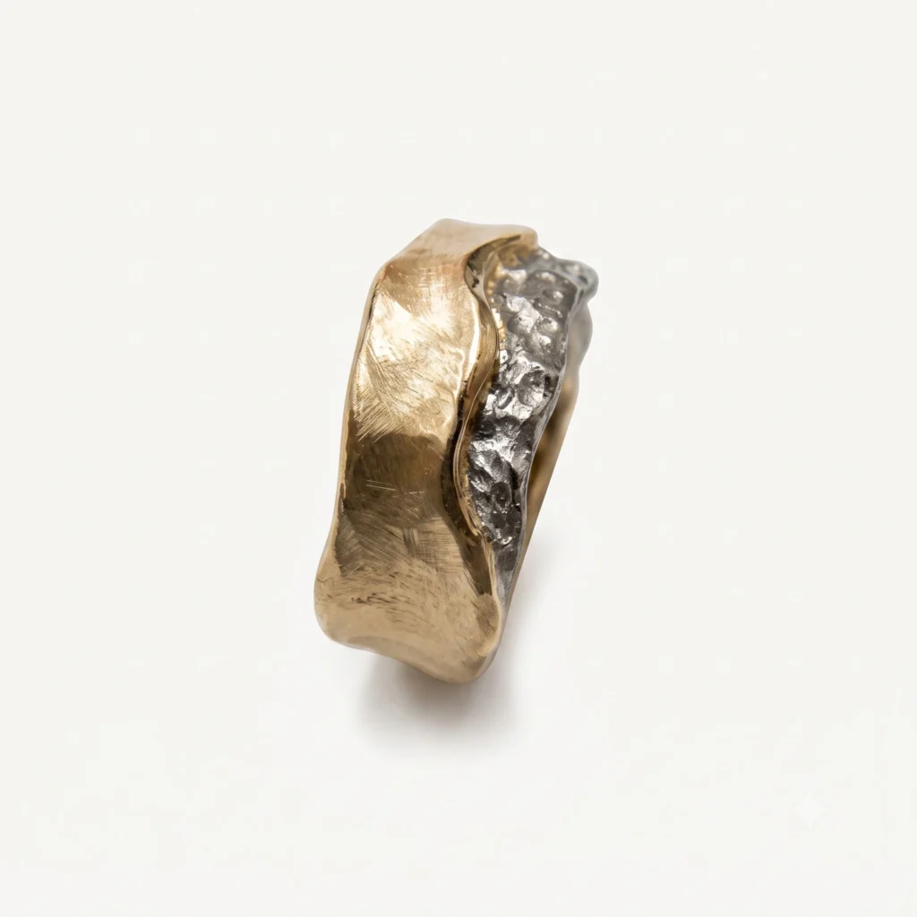 brushed two tone gold ring