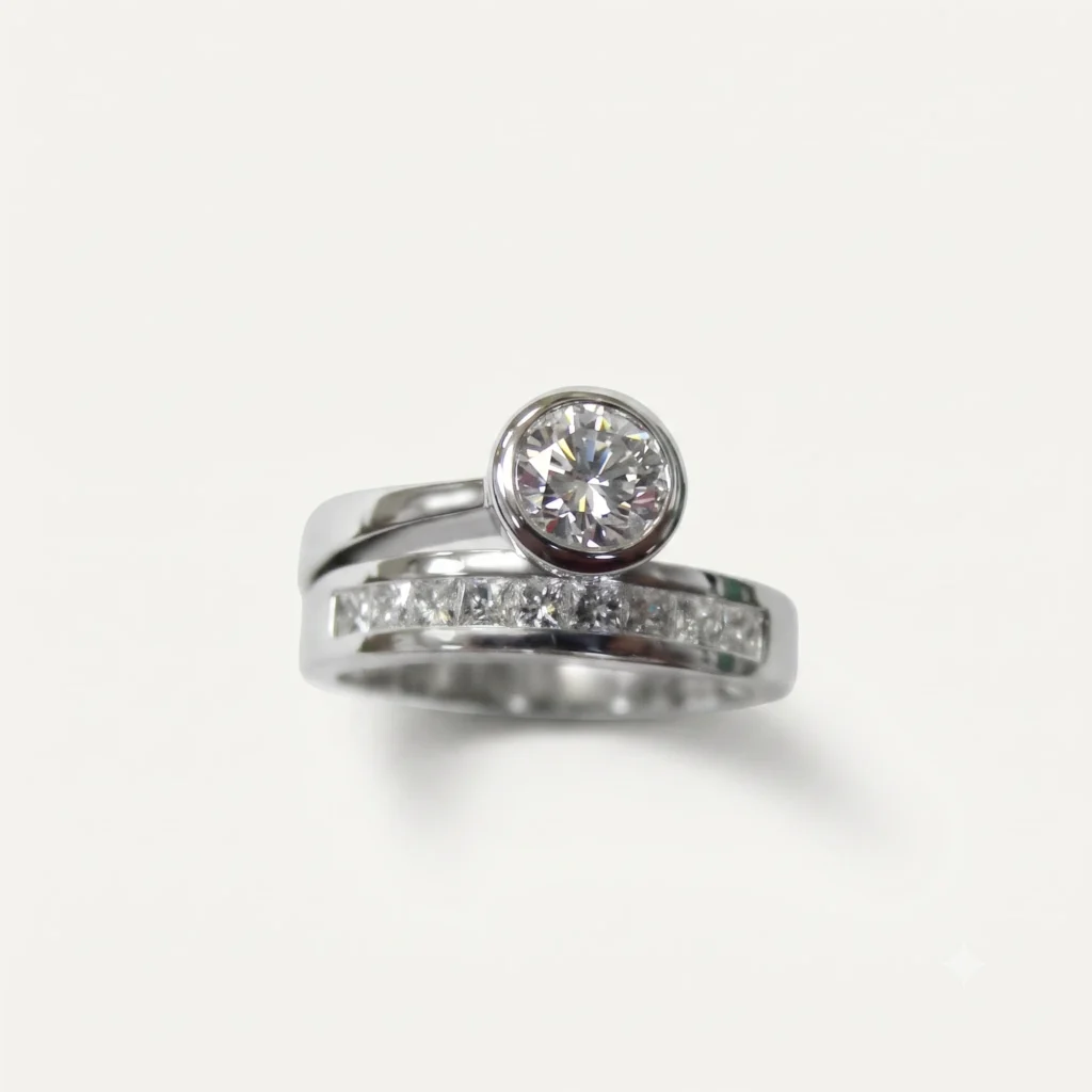 bezel white diamong ring