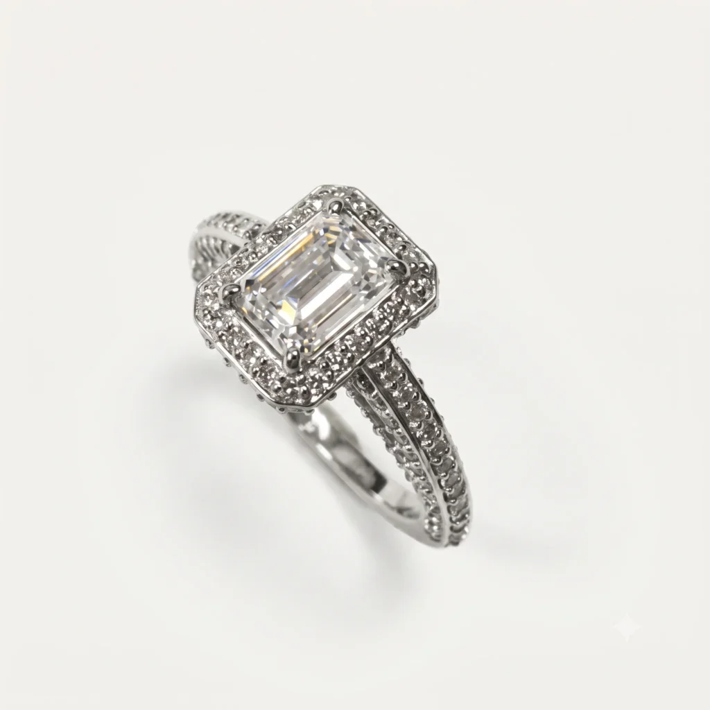 white gold halo ring